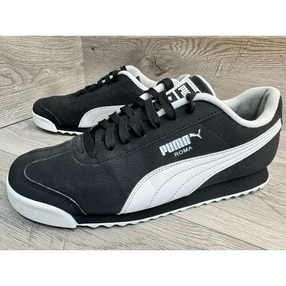 Puma Roma Reversed Classic Black White 392263-02 Men's Size 9.5 Sneakers Shoes - Picture 2 of 8